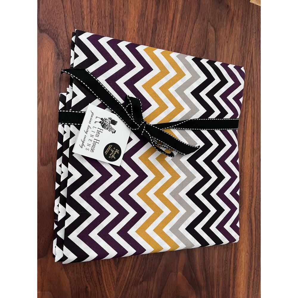 Hen House Linens Chevron Aubergine Purple Table Cloth 60” x 60” Square Topper